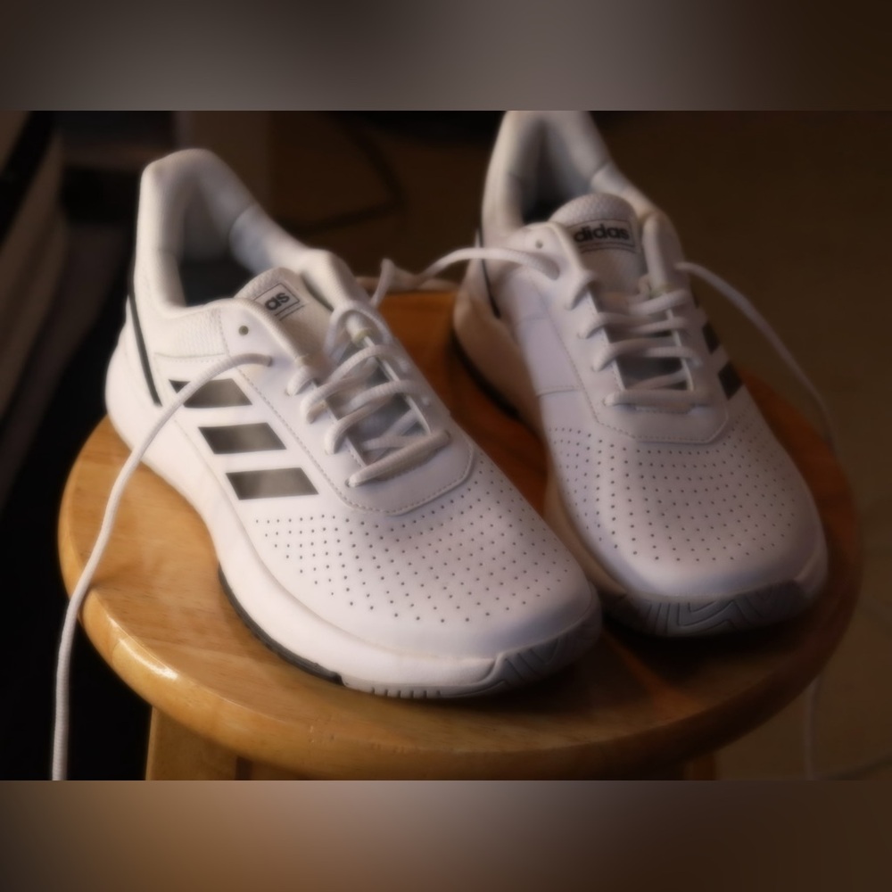 Adidas Classic White and Black Athletic Shoes